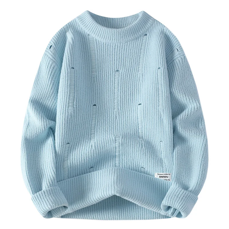 Мужские модные свитера в полоску 2024 осень/зима Свободная трикотажная одежда