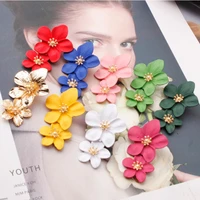 creative fashion spray paint multi color flower earrings women retro holiday style exaggerated personality earrings