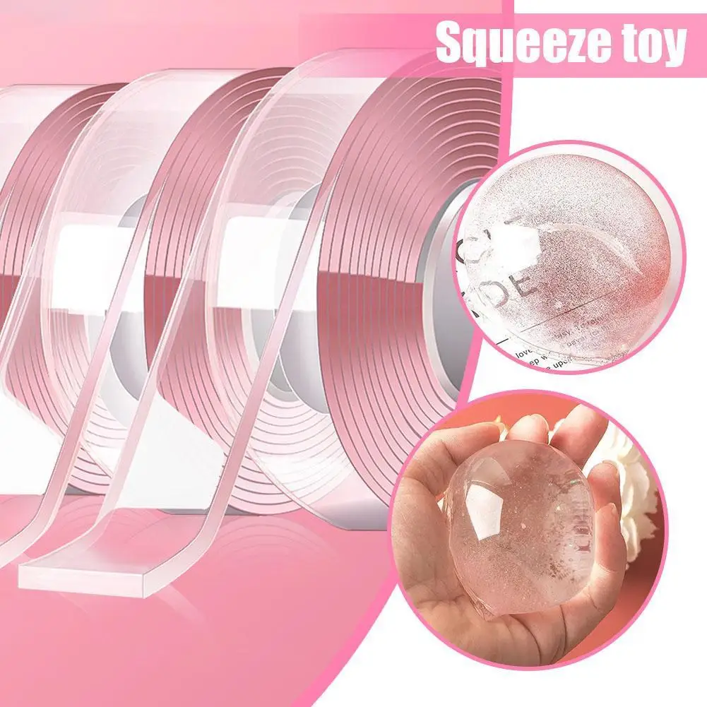 

Transparent Tape Diy Crafts Squeezez Toy Double-sided Tape Bubble Self-made Adhesive Blowable Handmade Bubble Blowing Z7b4