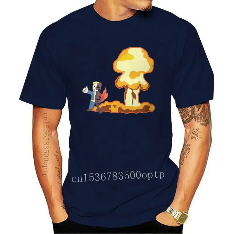 Fashion New Fallout Game Vault Boy  Explosion Classic TShirt Men Grunge Big Size Harajuku Crewneck Cotton T Shirt