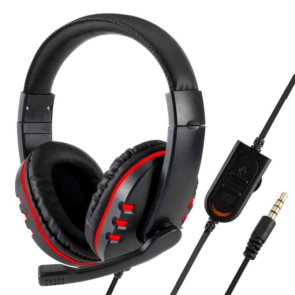 

For PS4 3.5mm Wired Gaming Headset With Adjustable Microphone Volume Controller Noise Cancelling Headphones Game Earphone