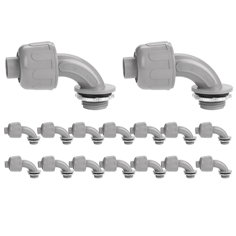

1/2 Inch Liquid Tight Connector PVC Flexible Electrical Conduit Fittings 90 Degree Conduit Connector Fittings(16 Pieces)