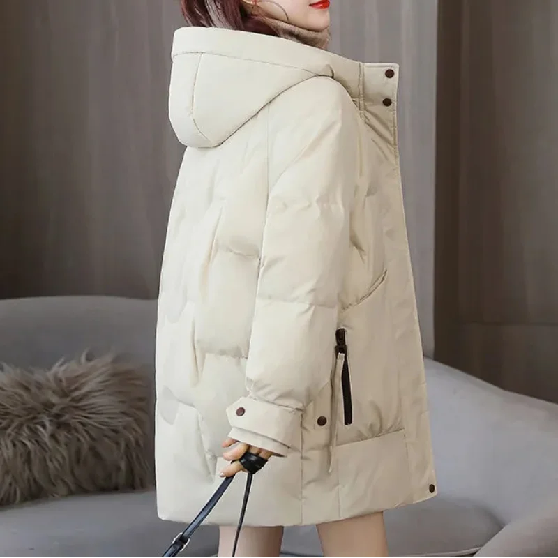 Women's Parkas Hooded Overcoat Casual Long Coat Cotton Padded Parka Warm Female Jackets Outwear Plus Size 2023 New Winter Jacket