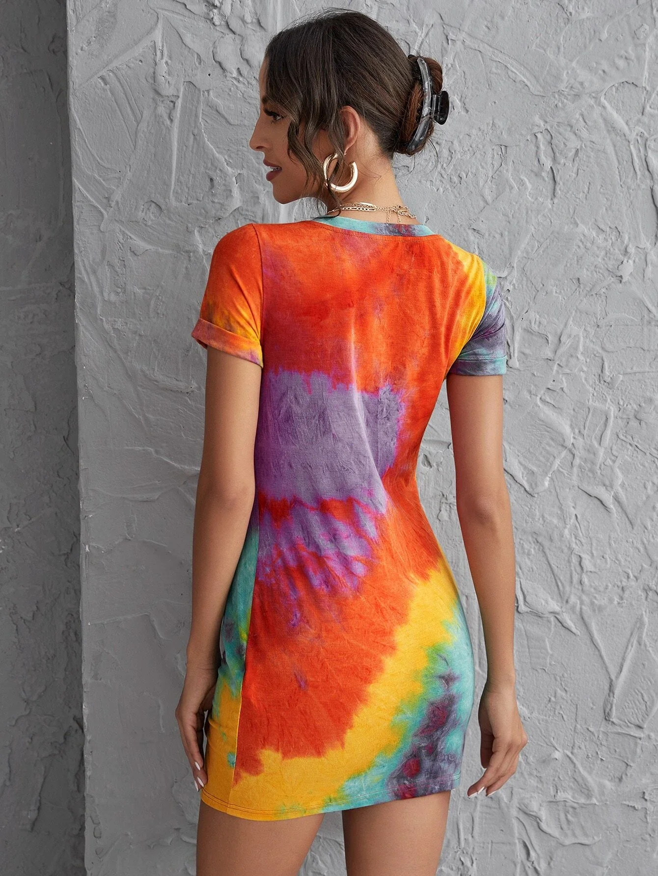 

tops Twist Hem Tie Dye Dress