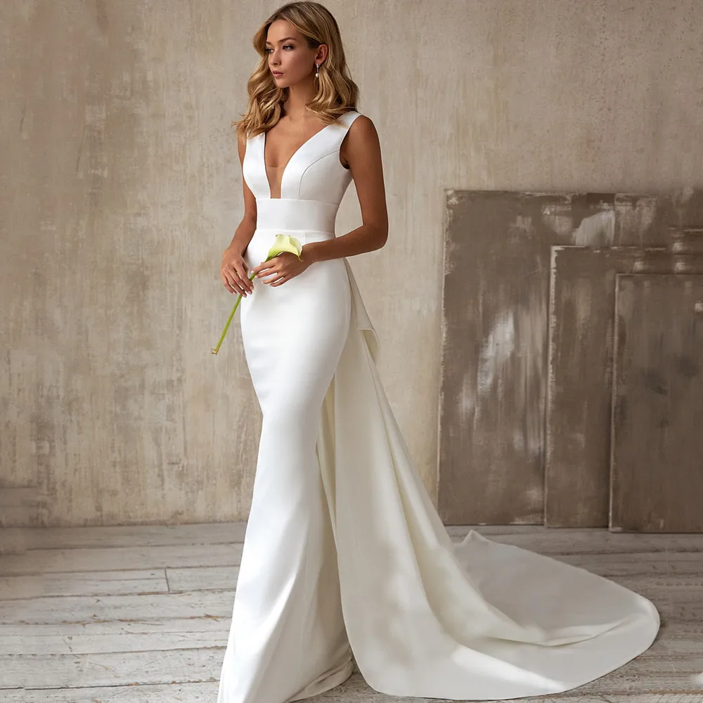 

Dathy White Simple Wedding Dresscustom Satin Gown Custom Made Evening Dresses 2022 Luxury Gowns Lace