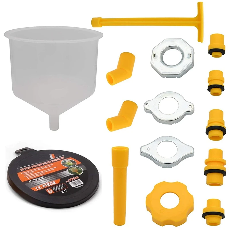 

15Pcs/Set Plastic Filling Funnel Spout Pour Oil Tool Spill Proof Coolant Filling Kit Vhicle Car Accessories-boom