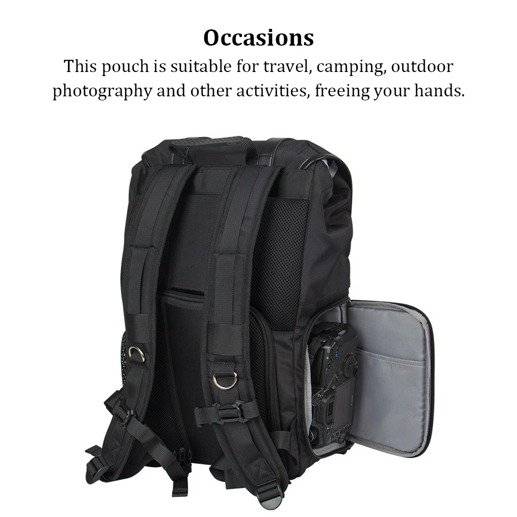 

Camera Backpack Storage Pack Shoulder Bag Nylon Outdoor Photography Organizer Carrier Adjustable Compartments Locking