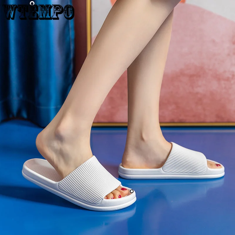WTEMPO Summer Slippers Simple Plain Soft Bottom Home Sandals Indoor Household Non-slip Silent Fashion Unisex Shoes Dropshipping