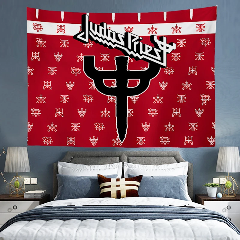 

Judas-Priest Tapestry Band Wall Hanging Art Bedroom Decor Music Decoration Headboards Tapestries Home Aesthetic Wallpaper Custom