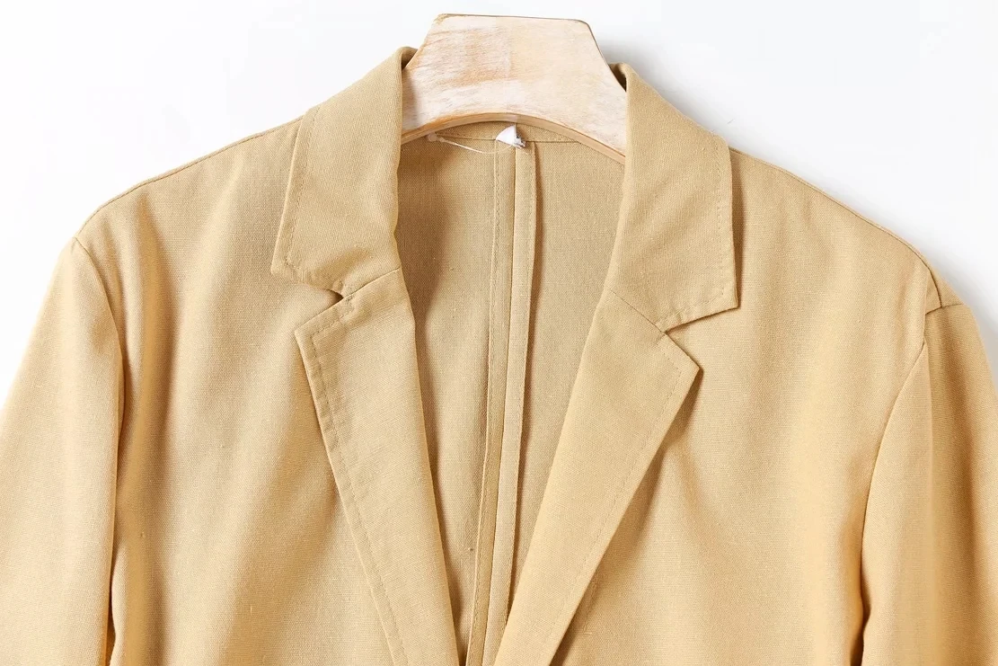 Withered 2023 Indie Folk England Style Office Lady Fashion Simple Pure Color Linen Casual Blazers Women Jackets Tops