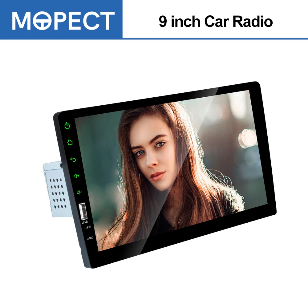 

MOPECT 9-дюймовый Автомобильный мультимедийный радиоприемник Mirrorlink Bluetooth стерео плеер FM 1 Din автомобильный радиоприемник управление рулевым колесом USB передний