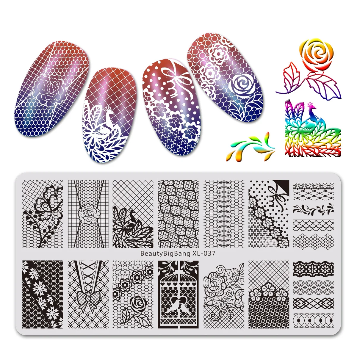Beauty Big Bang Nail Stamping Plates New Summer Wave Whale Dolphin Fruit Theme Stainless Steel Mold Nail Art Stencil Template