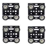 4 pcs 3d printer parts 2020 v slot support plate for cnc with black wheels for openbuild v slot european standard