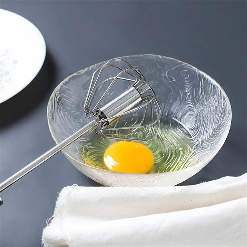 

Semi-automatic Egg Beater 304 Stainless Steel Whisk Manual Mixer Household Rotating Egg Beater Self Turning Egg Stirrer Egg Tool