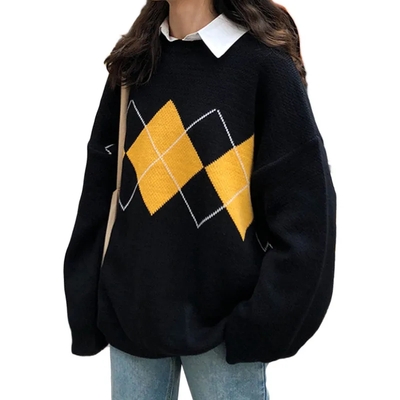 

Korean Fashion women sweaters 2022 knitted Knit Pullover Vintage Fairy Loose Pullovers Tops Streetwear