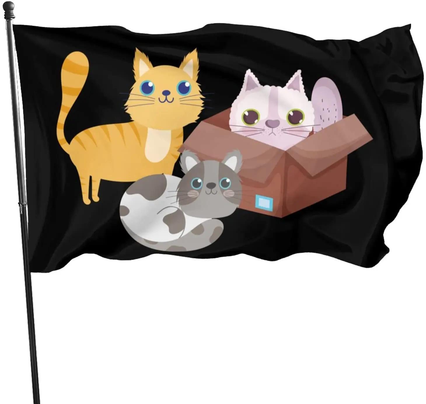 

Durable Three Cats of Different Breeds in a Pet Shop Flag 3x5 FT Banner Outdoor Indoor Decor- Polyester Flags