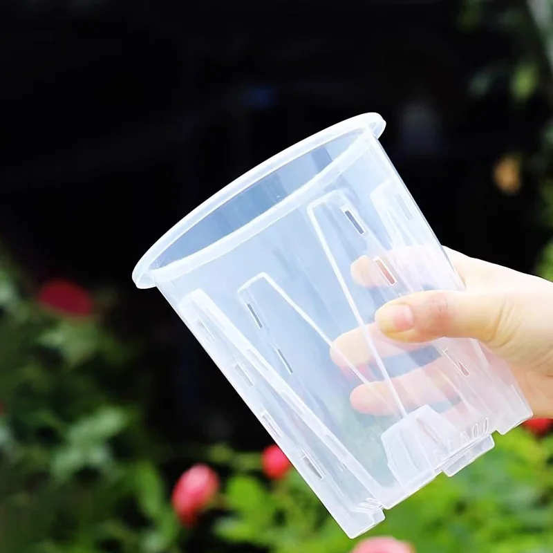 Прозрачный белый утолщенный горшок для выращивания орхидеи 12 см