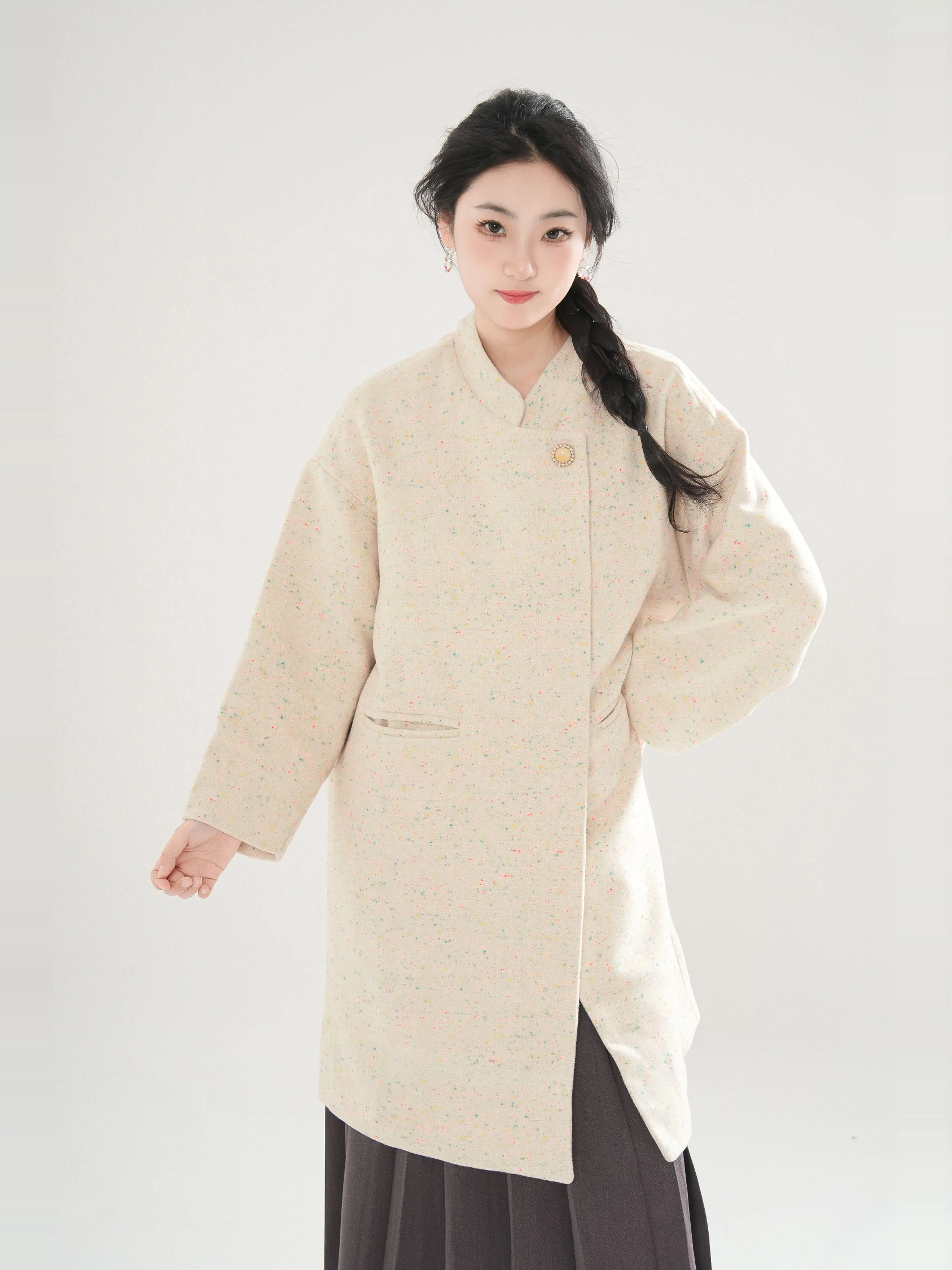 Cocoa Forest Original Chinese Sle Young High Sense Mid-Length Loose Coat Outerwear Women Winter New