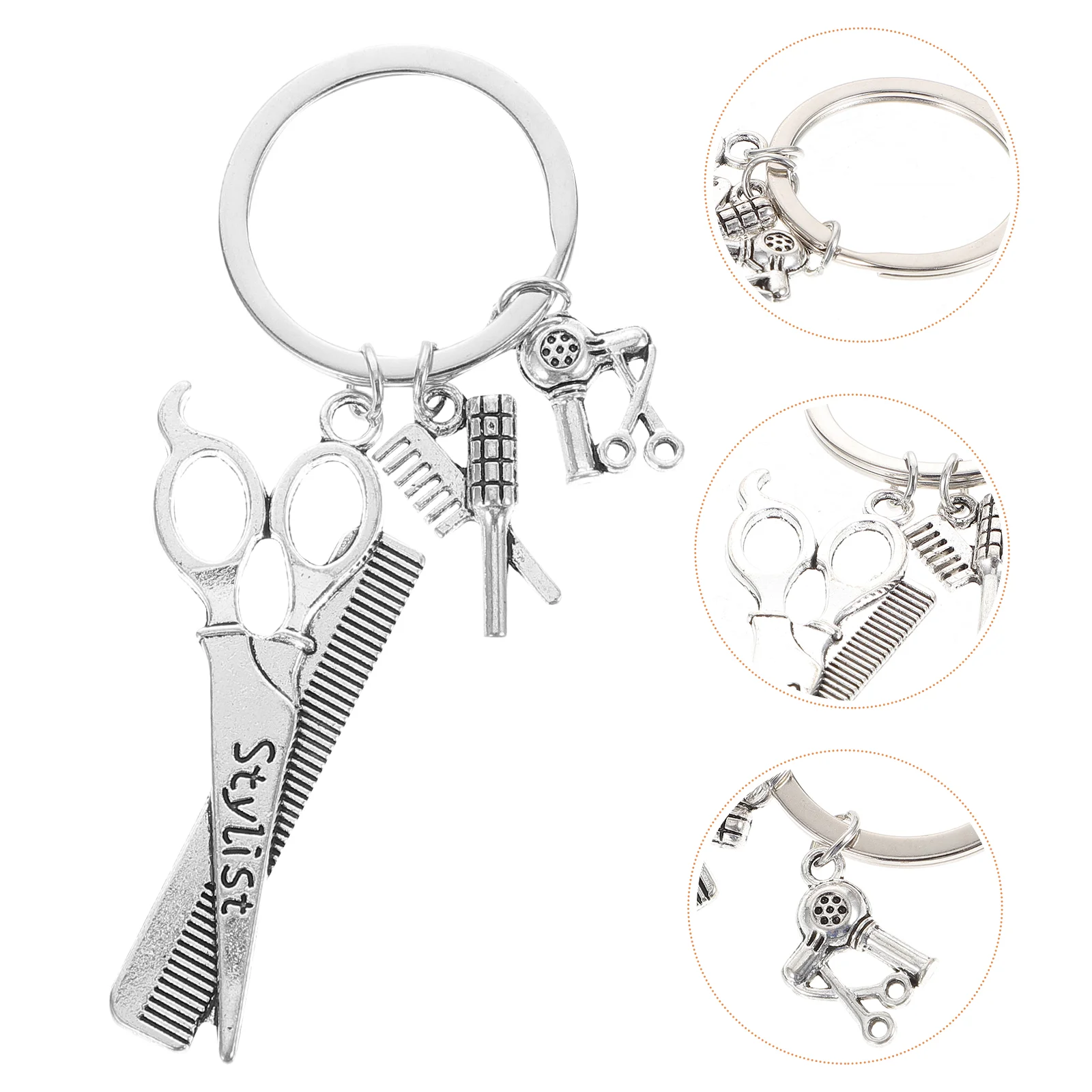 

Keychain Hair Keyring Comb Scissors Pendant Stylist Charm Dryer Scissor Barber Hairdresser Salon Tools Hairdressers Ring Key