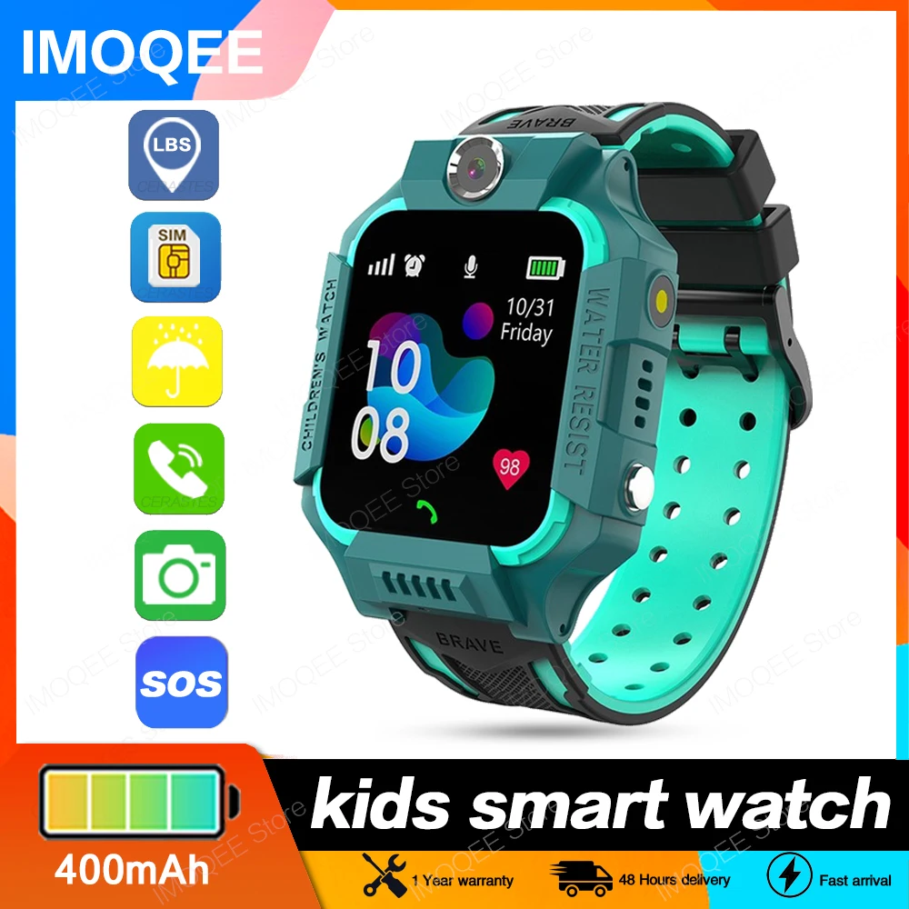 

smart watch kids gps for Children SOS Call Phone Watch Smartwatch use Sim Card Photo Waterproof IP67 Kids Gift IOS Android q19
