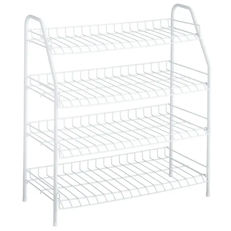 

4-Tier Wire Shelf Shoe Rack and Organizer, White. Great for bedrooms, dorm rooms closets and more. Bathroom organizer Bathroom s