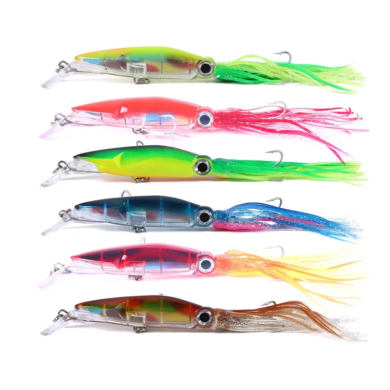 

Large Lifelike Octopus Fishing Lure With 2 Treble Hook Luminous Squid Jigs Artificial Simulation Squid Hard Fishing Lure