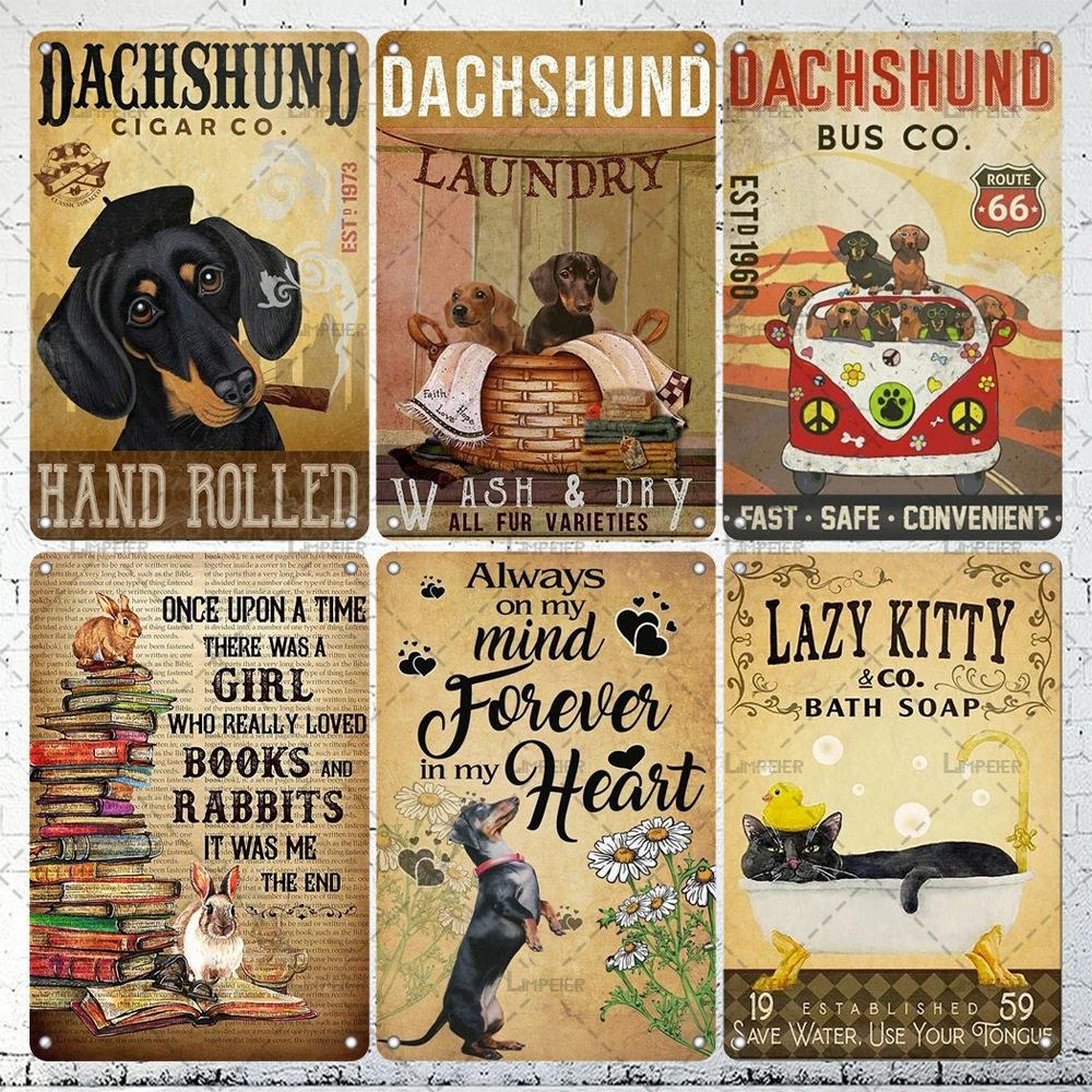 

Такса, стирка, металлический жестяной знак, мультяшная собака, сигарета, металлическая пластина, металлический постер, Оловянная пластина, ...