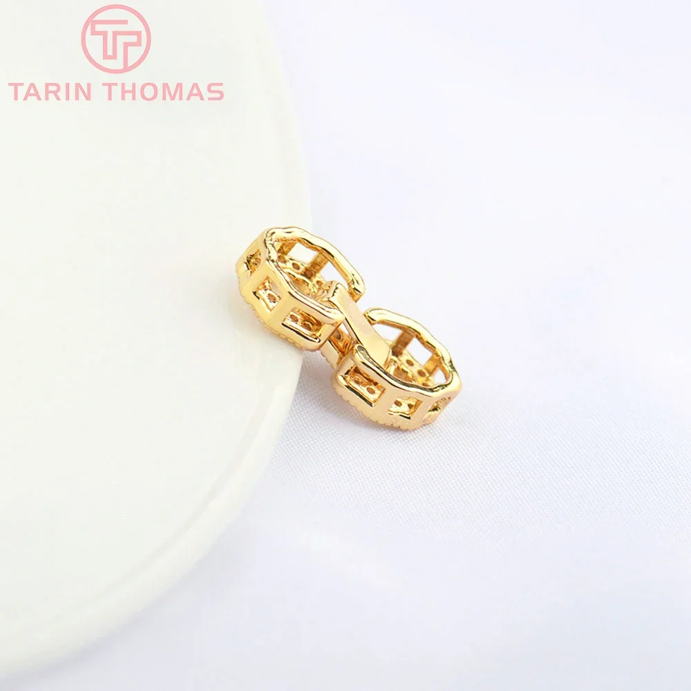 Латунные соединительные застежки для браслета и ожерелья с цирконом 4 шт. 8x5063 мм 24