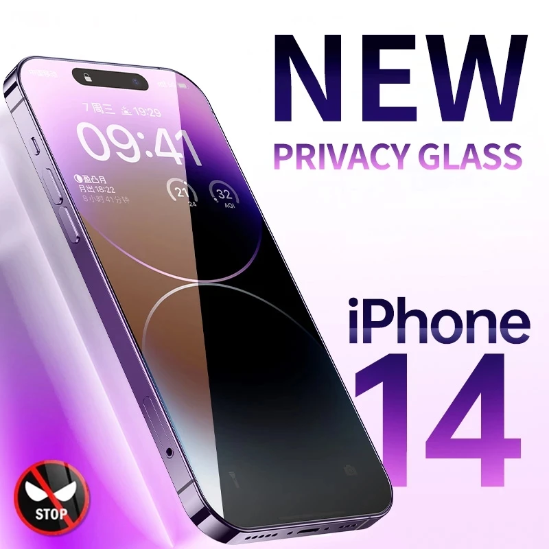

Privacy Tempered Glass For iPhone 14 Pro Max 12 11 13 Mini black Screen Protector Apple XR X XS max Anti spy Glare Glass Film
