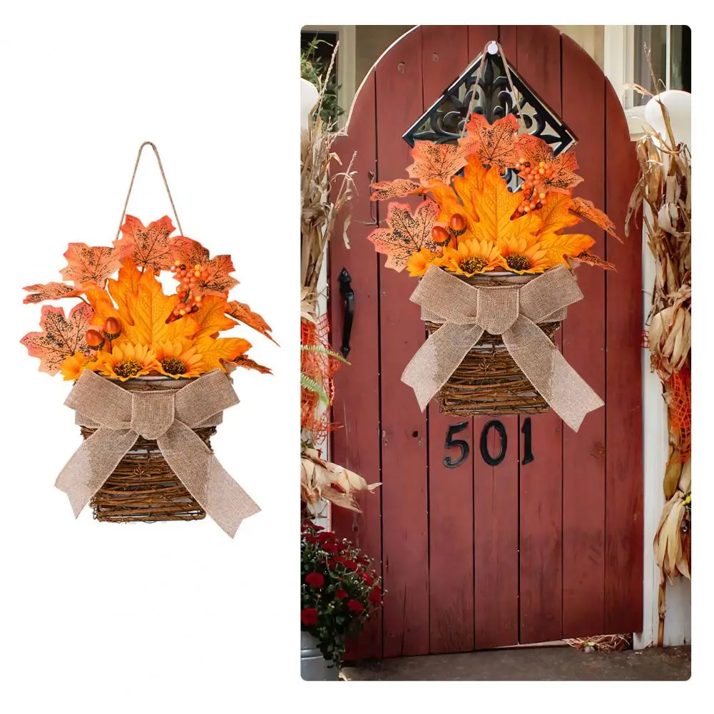 

Backyard or Front Door Wreath Vibrant Autumn Harvest Flower Basket Wreath Durable Fall Decor with Simulated Unique for Harvest