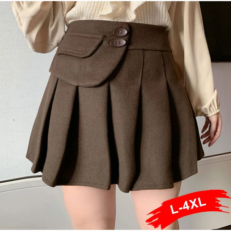 

Black Y2k Vintage Multi-pocket Pleated Black Mini Skirt XXL Fall Fashion Spring Preppy Style Casual High Waist Brown Short Skirt