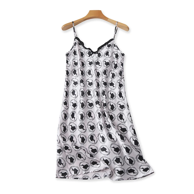 Юбка с принтом из искусственного шелка на бретелях летняя новая Универсальная