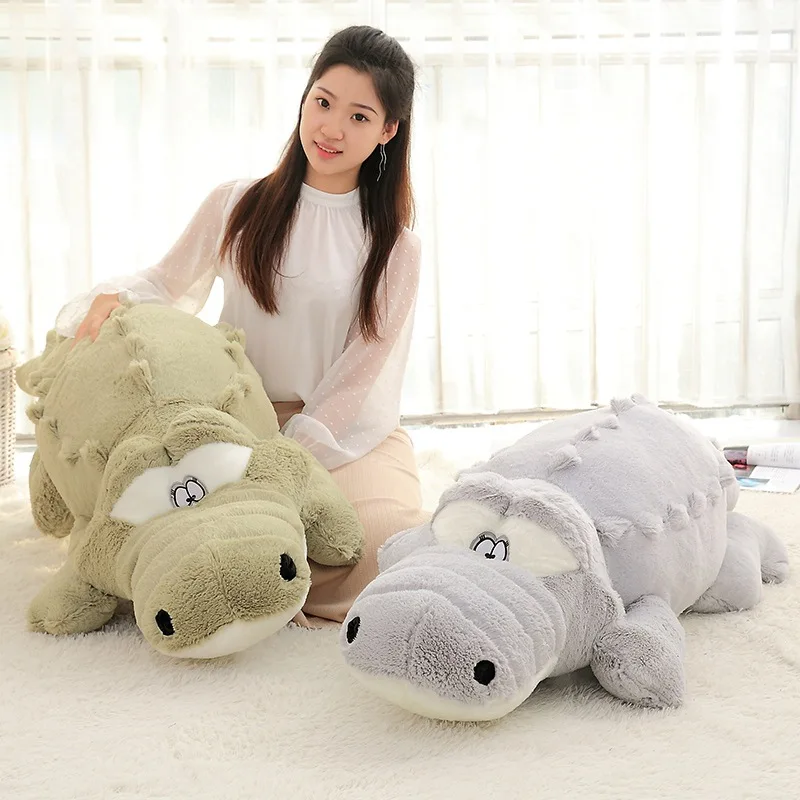 

60cm 90cm Cute Crocodile Lying Section Plush Pillow Mat Hand Doll Stuffed Toy Cartoon Toys Kids Prize Gift Plush Ornament