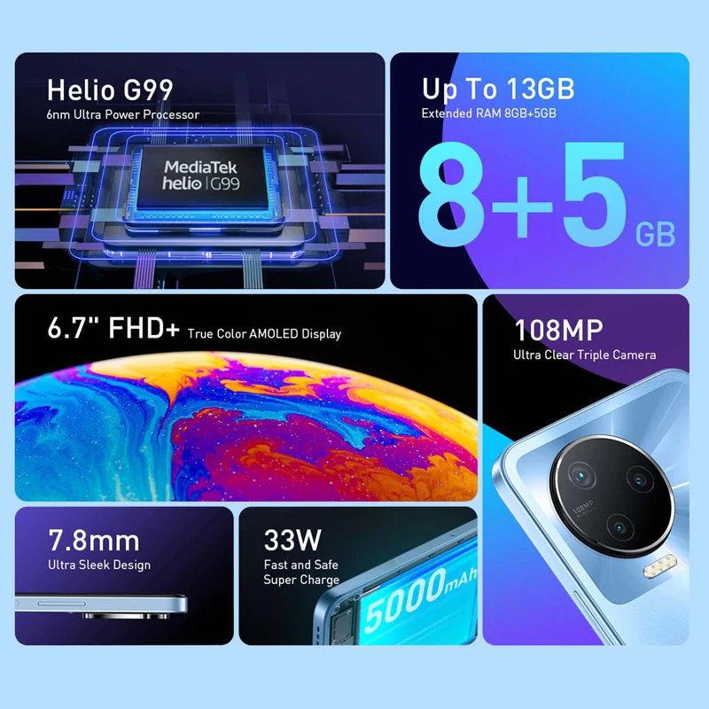 Глобальная версия infinix NOTE 12 PRO 4G NFC смартфон 8GB 256GB Helio G99 процессор 6.7&quot AMOLED дисплей