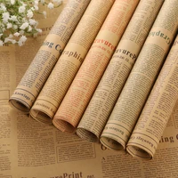 38pcspack flower packaging vintage kraft paper english newspaper bouquet wrapped in floral paper florist supplies wholesale