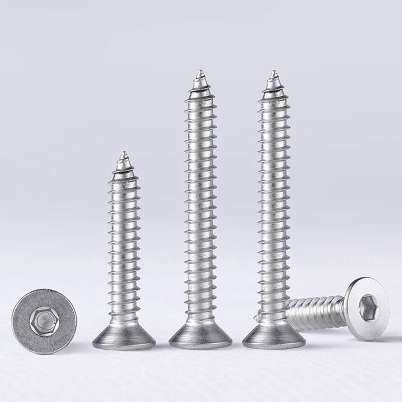 

M3 M4 M5 M6 Countersunk Head Hex Socket Screws 304(A2) Stainless Steel Flat Head Self-tapping Wood Screw