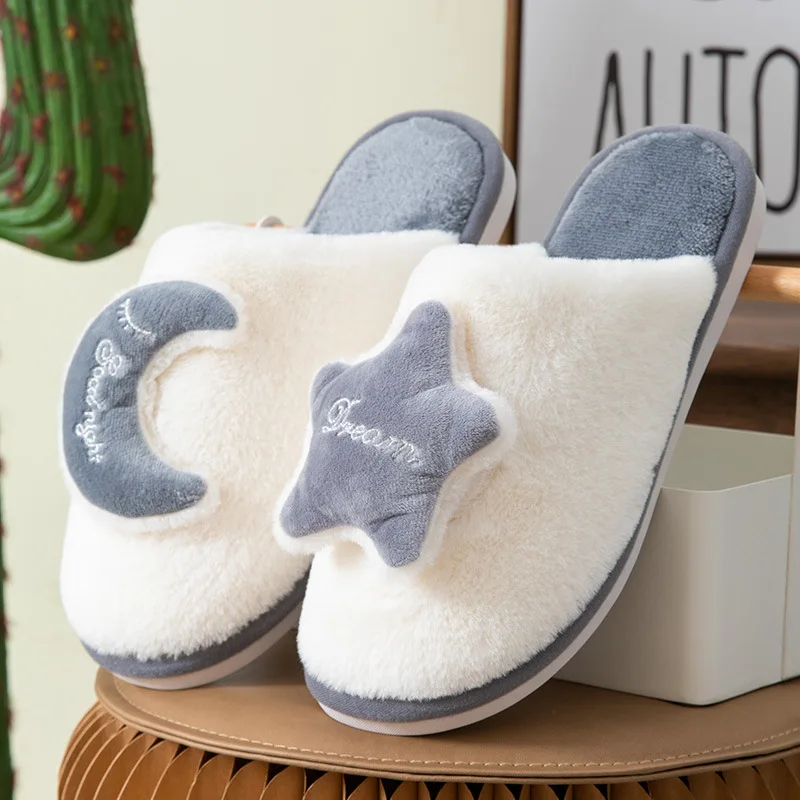 New Winter Anti-Skid Cotton Slippers Design Women Fluffy Funny Warm Plush Ladies' Slides Indoor Cartoon Floor Memory Foam Shoes