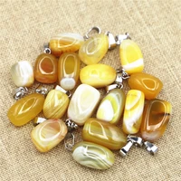 new 2022 natural yellow agates onyx irregular shape pendants designer charms 25pcs wholesale for jewelry necklace free shipping