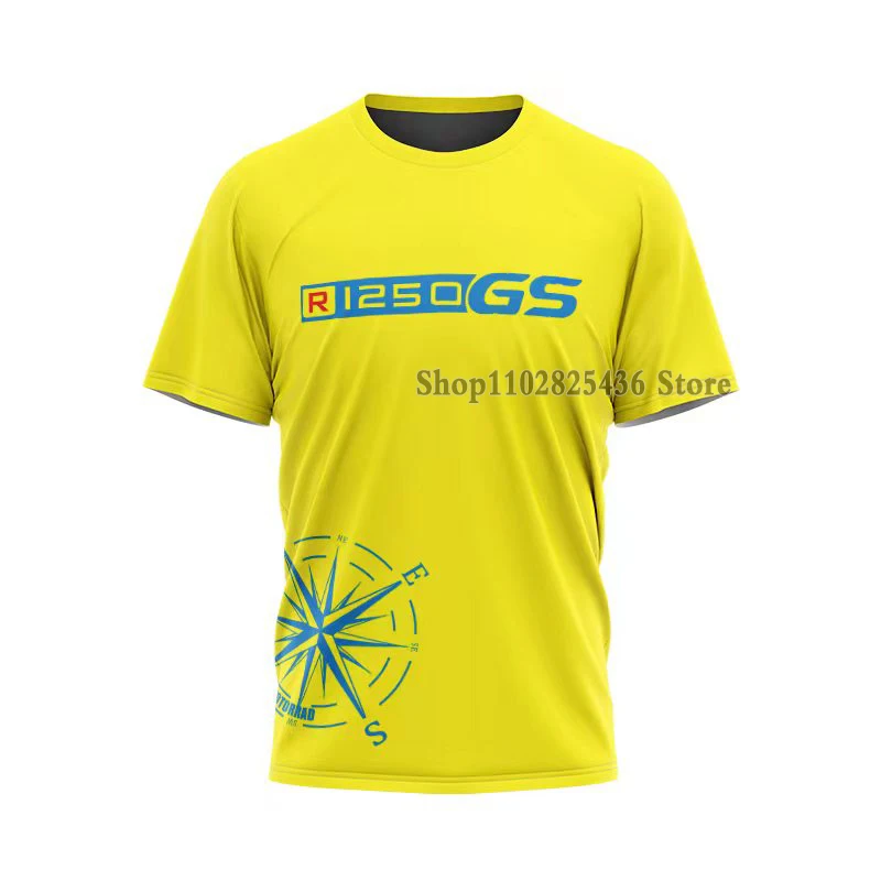 

For BMW R1250 GS Motorrad White Yellow Motorcycle T-shirt Quick-Drying Breathable Fashion Casual Top Summer Cycling Jersey
