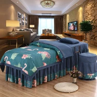 skin friendly beauty salon bedding set 4pcs massage spa use bed linens sheetsbedskirt stoolcover pillowcase quilt cover sets