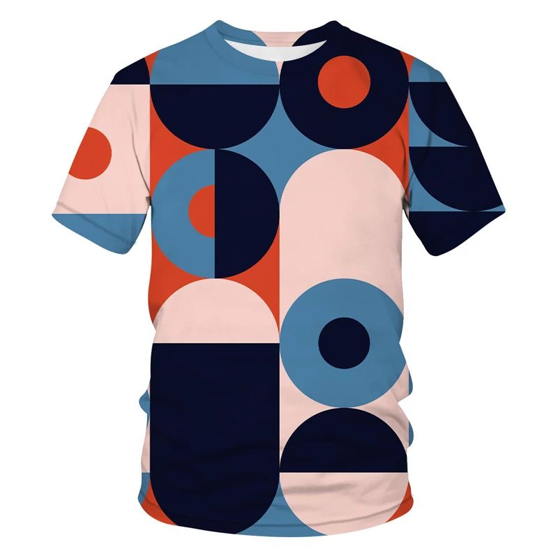 

Мужская футболка с 3d-геометрическим принтом, Новинка лета 2021, футболки с круглым вырезом и коротким рукавом, топы, забавная одежда, Стильная ...