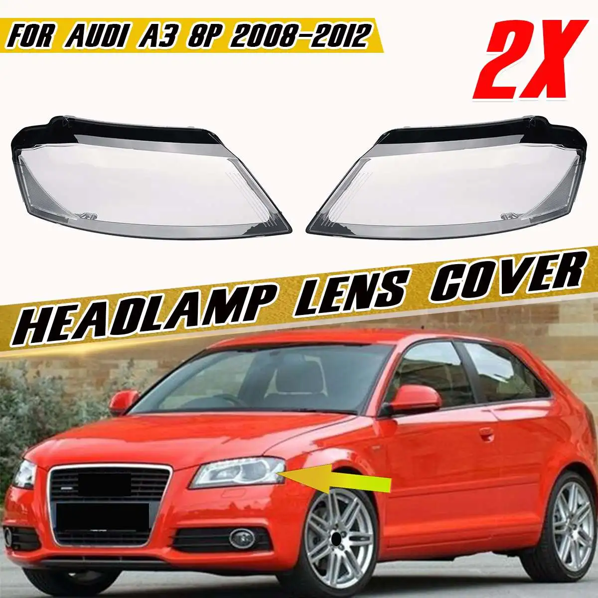 

2 шт., крышка для передней фары автомобиля Audi A3 8P 2008-2012 8P0941003 8P0941004