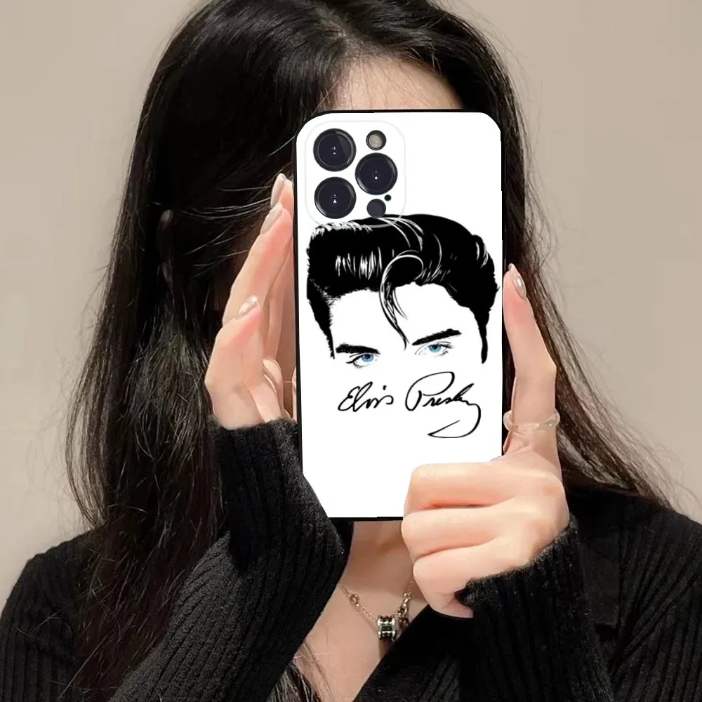 Super cool E-Elvis Presley Phone Case For iPhone 16 15 14 13 12 11 Plus Pro Max XS X XR SE Mini 8 7 Soft Silicone Black Cover