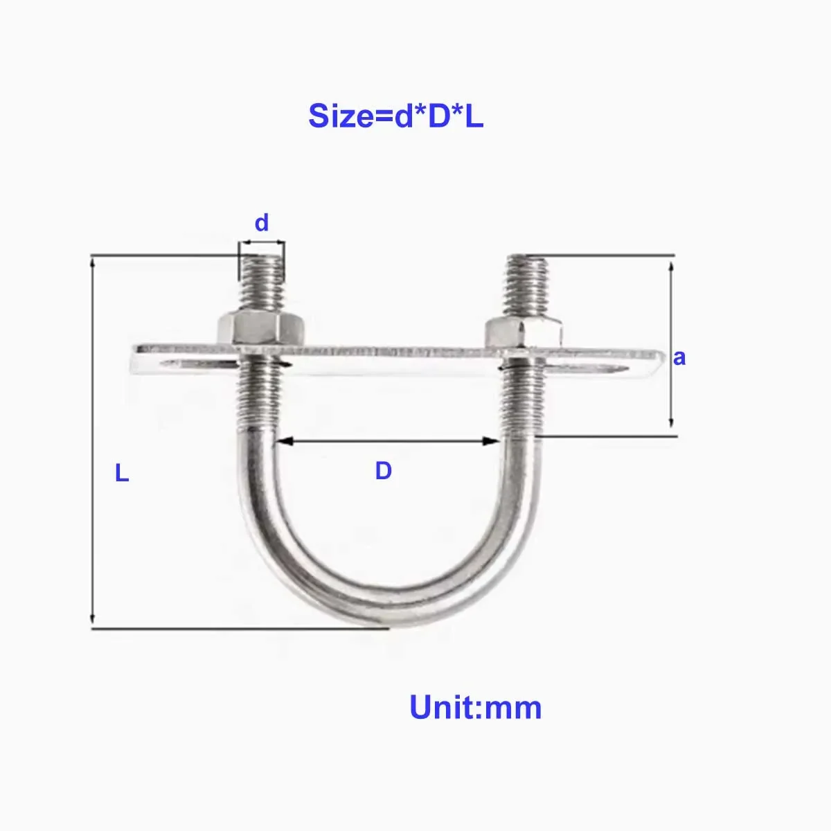 

Удлиненный полный набор U-образных болтов и винтов из нержавеющей стали 304. Зажим для труб с фиксированной задней частью. Зажимная пряжка M6M8M10.