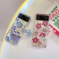 oil painting flower chain case for samsung galaxy z flip 3 z flip 4 hard pc back cover for zflip3 zflip4 case protective shell
