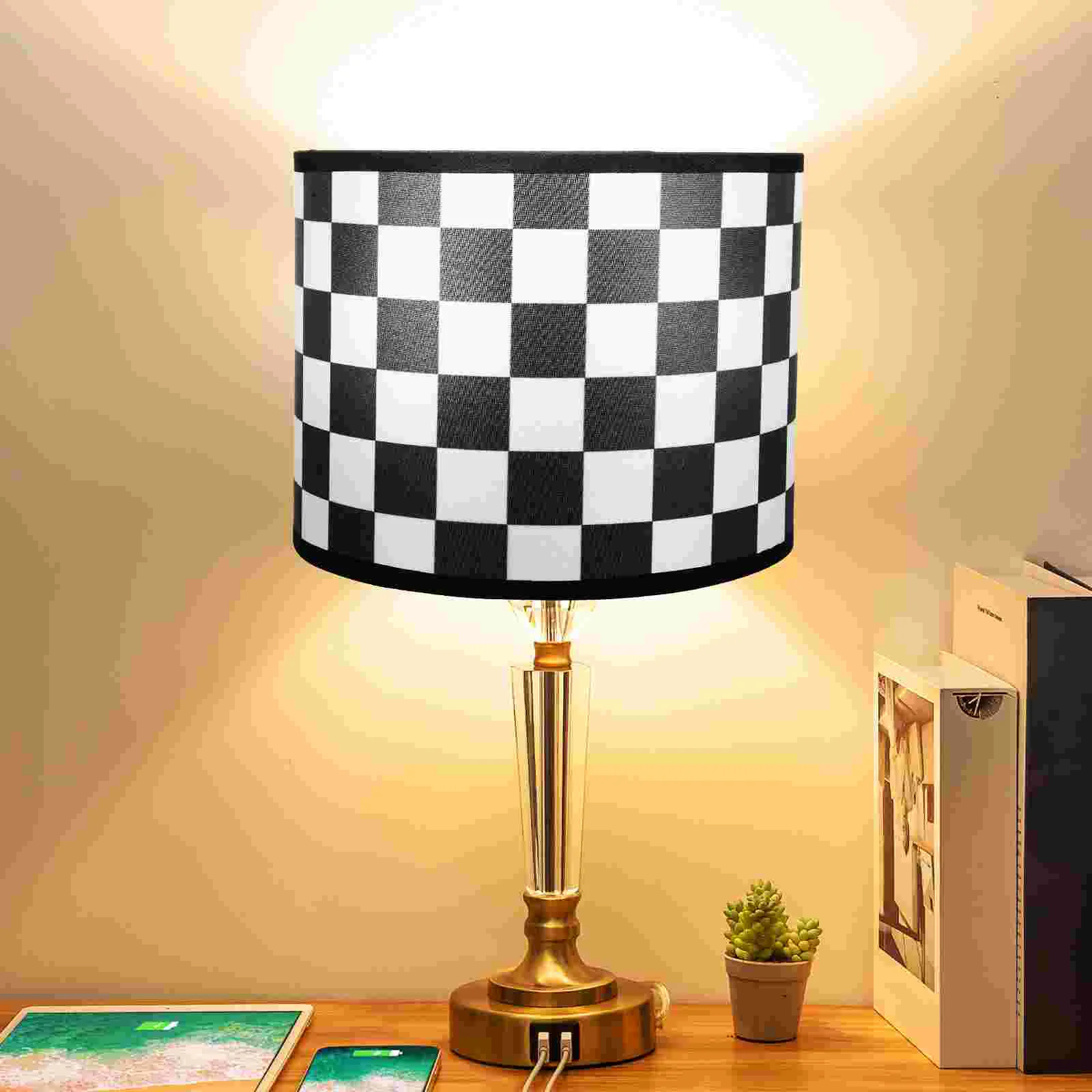 

Lampshade Small Retro Decor Cylinder Fabric Desk Shades Metal Replacement Lampshades Table Drum