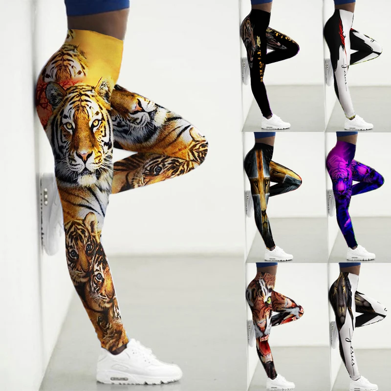 Sport Leggings Women 3D Tiger Printed 