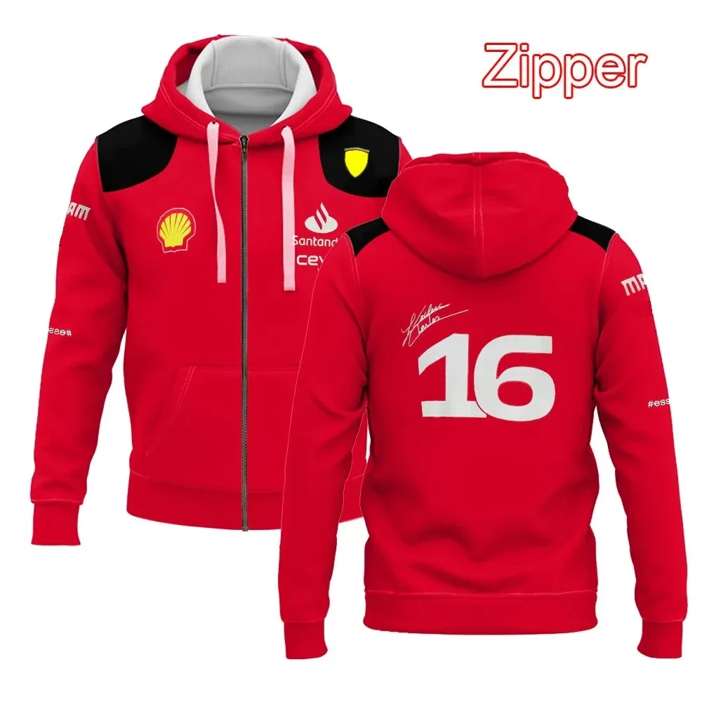 

Charles Leclerc - Men's and Women's Hooded Sweatshirts, Zipper Sweater for F1 Racing Team, Spring and Autumn, 2023