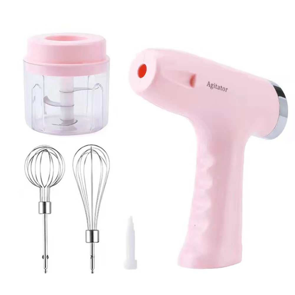 

Electric Milk Frother Garlic Chopper Masher Whisk Egg Beater Mixer Kitchen Handheld Automatic Frother Foamer Pink