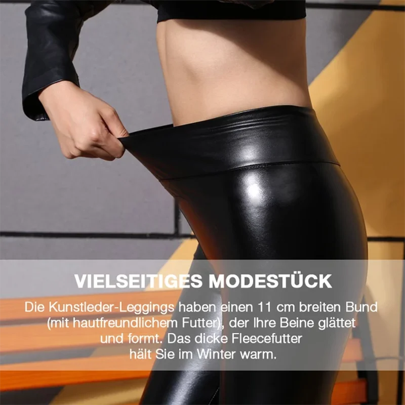 S-shaped PU Leather Leggings Women's Pants Super Elasticity Women's Warm Tights Moisture-wicking Leggins Breathable Quick Drying